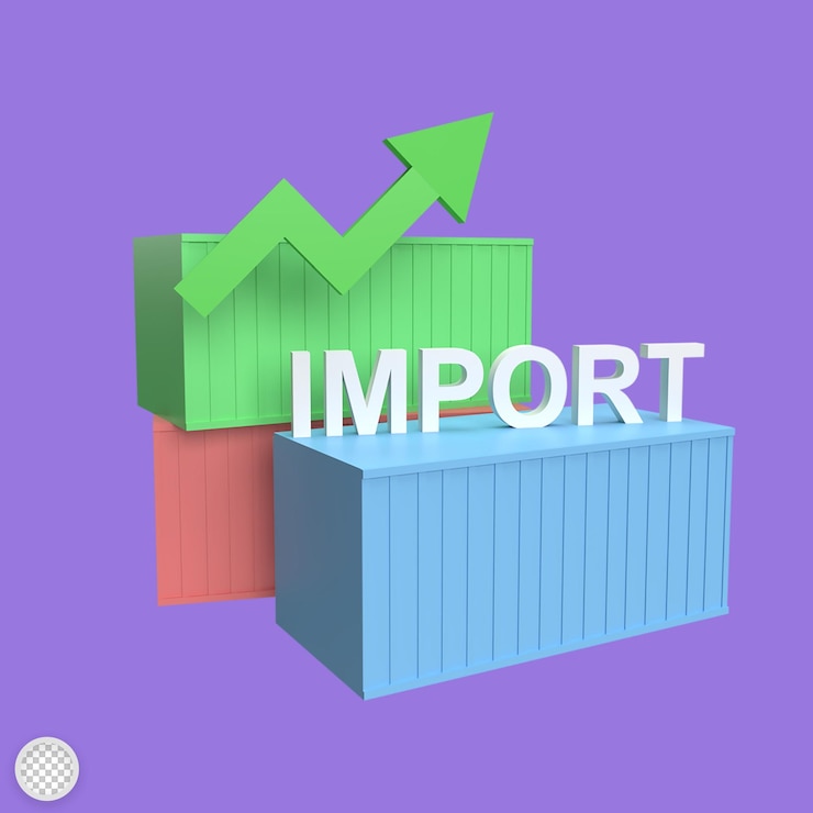 PSD importaciones de bienes rosa 3d icono modelo dibujos animados estilo render ilustración