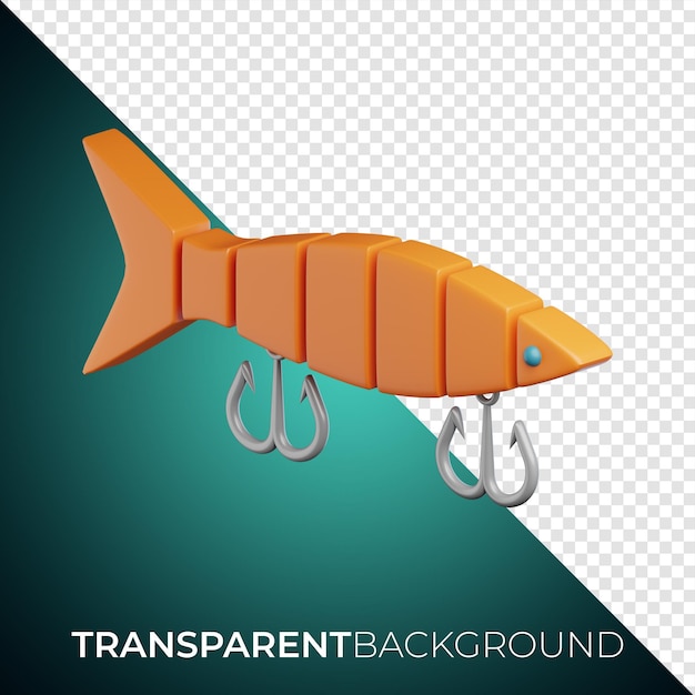 Impresión 3D del icono de pesca premium en un fondo aislado