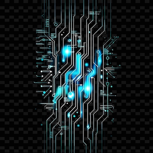 una impresión de arte digital de un monitor de computadora con líneas azules y verdes