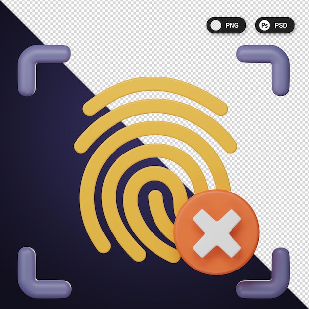 Impresión digital denegada Iconos de seguridad cibernética establecidos ux ui elementos de diseño web renderización 3D
