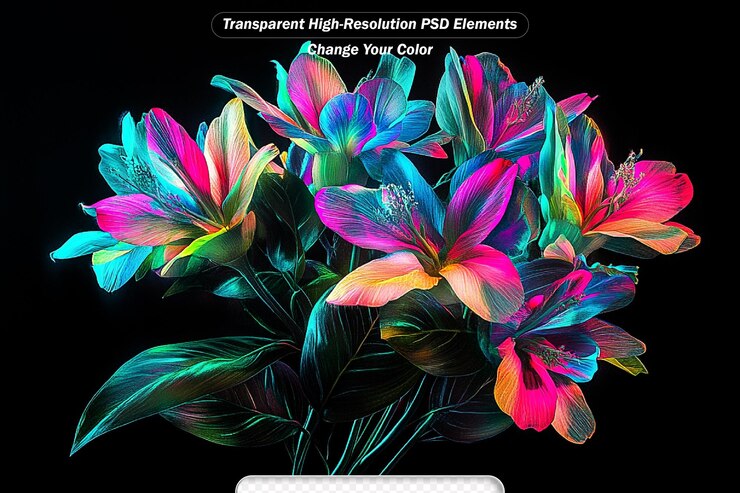 PSD impresión de fondo de bosque floral de neón