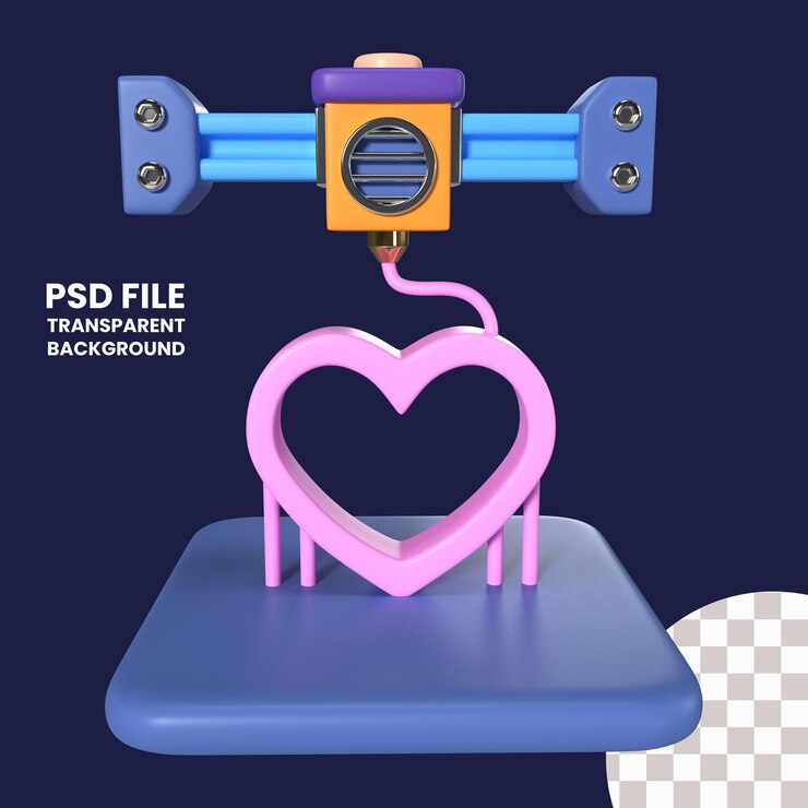 PSD impresión del icono de ilustración 3d del corazón