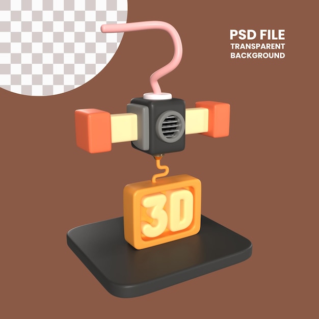Impresión de texto 3d icono de ilustración 3d