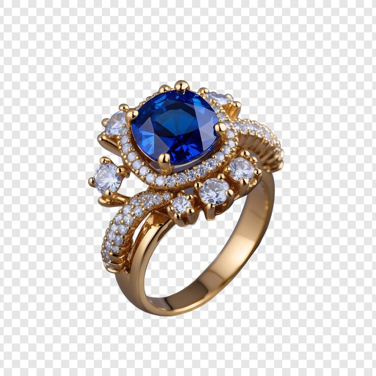 PSD el impresionante anillo de zafiro azul y diamante