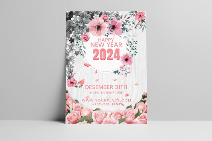 Impresionante diseño gratuito de volante para fiestas de Navidad y Año Nuevo.