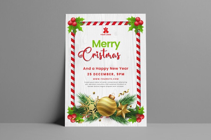 Impresionante diseño gratuito de volante para fiestas de Navidad y Año Nuevo.