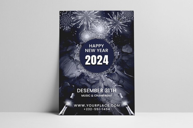 Impresionante diseño gratuito de volante para fiestas de Navidad y Año Nuevo.