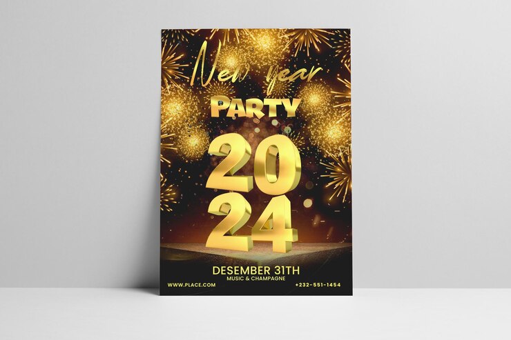 Impresionante diseño gratuito de volante para fiestas de Navidad y Año Nuevo.