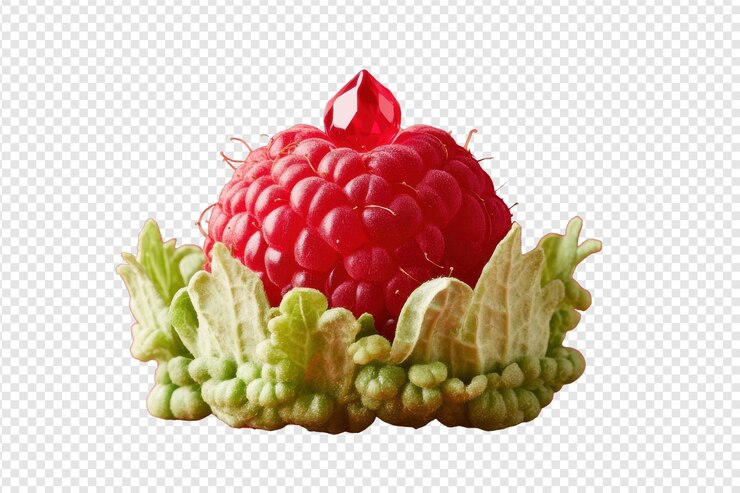 PSD impresionante frambuesa hecha a mano en forma de joya perfecta para mostrar la belleza de la naturaleza con aislado en fondo transparente