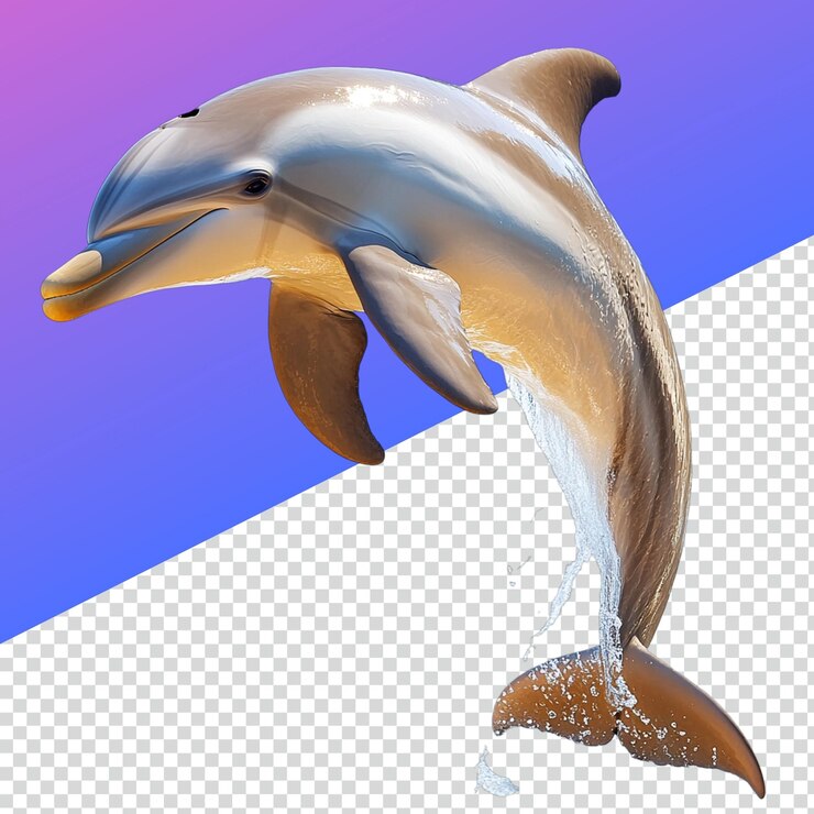 PSD impresionante imagen de delfín png para diseños de vida marina