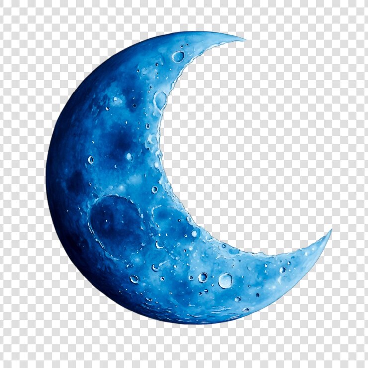 PSD una impresionante luna azul sobre un fondo transparente