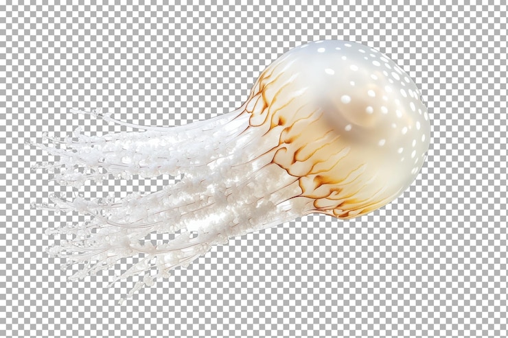 PSD impresionante medusa blanca capturando la belleza de la vida marina con fondo aislado con aislado en fondo transparente