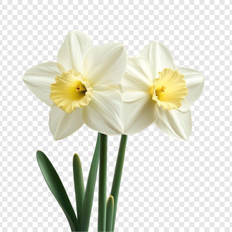 PSD un impresionante par de narcisos blancos con delicadas flores de primavera