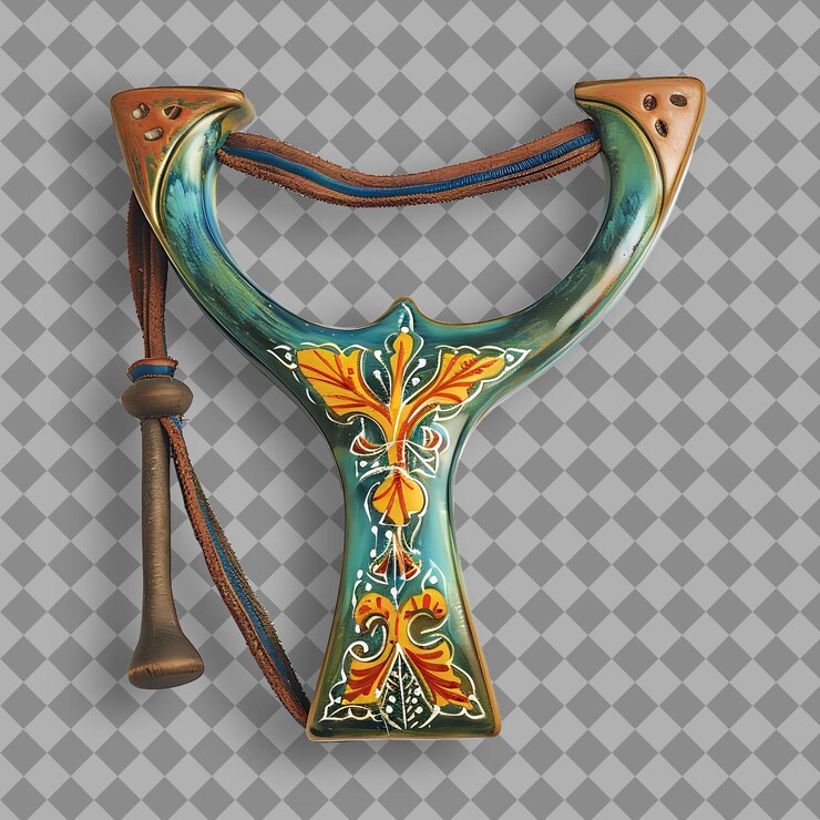 PSD impresionante slingshot de cerámica pintada a mano con un activo de juego beautifu png en un fondo limpio