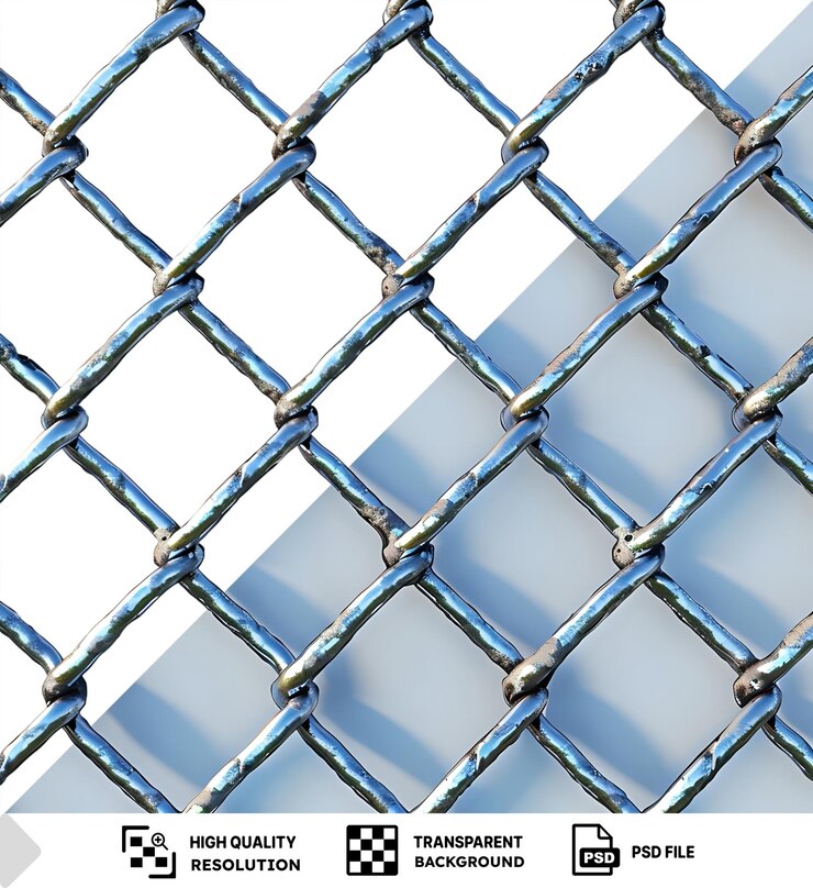 PSD impresionante ver a través de una cadena de enlace valla pared divisor separador barrera o concepto de seguridad png