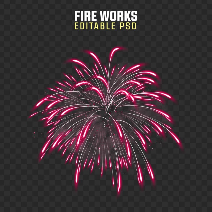 Impresionantes fuegos artificiales rosados Editable PSD superposición diseño de celebración festiva