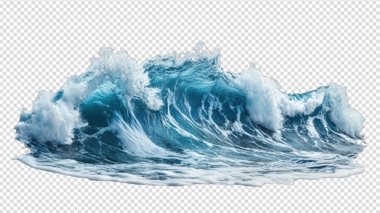 PSD impresionantes olas oceánicas aisladas en un fondo transparente perfectas para diseños y proyectos de temática costera