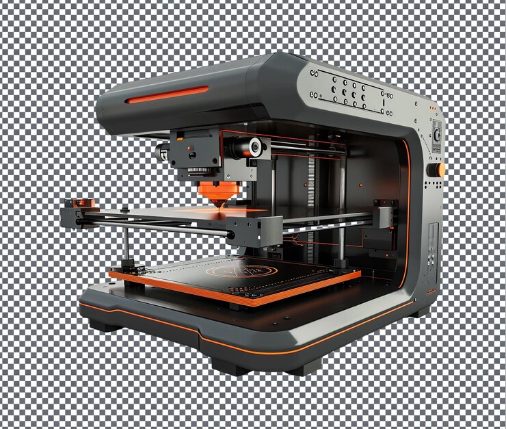 PSD impresora 3d animada y útil aislada sobre un fondo transparente