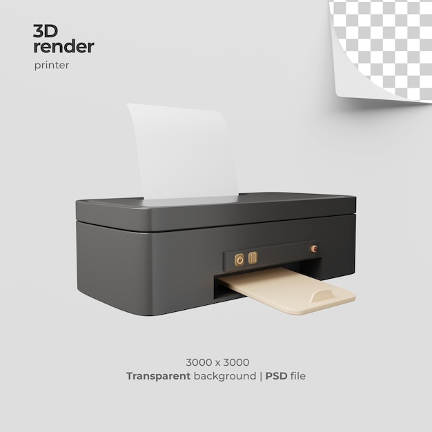 Impresora de renderizado 3d con fondo transparente