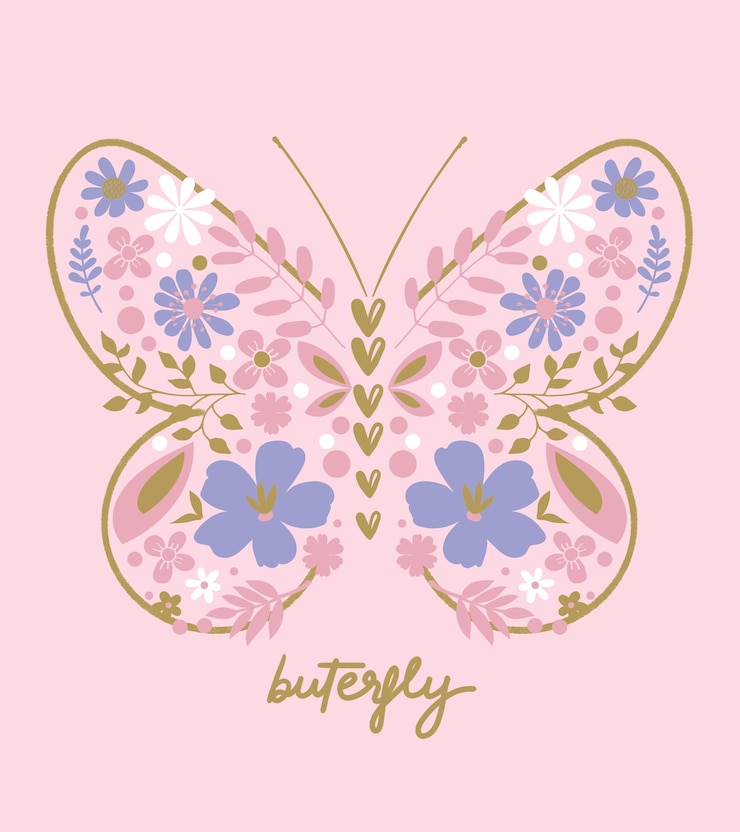 PSD impressão de borboleta com flores