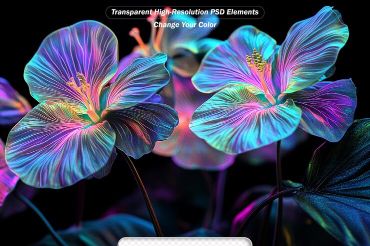 PSD impressão de fundo floral de floresta de néon