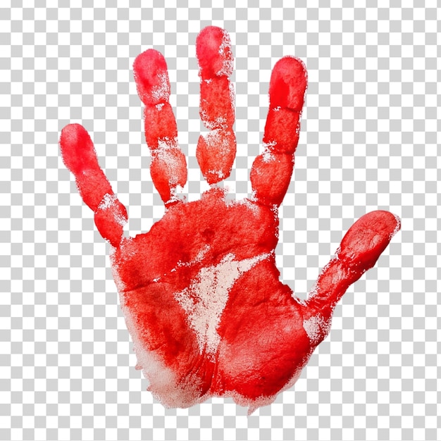 PSD impressão de mão vermelha em fundo transparente