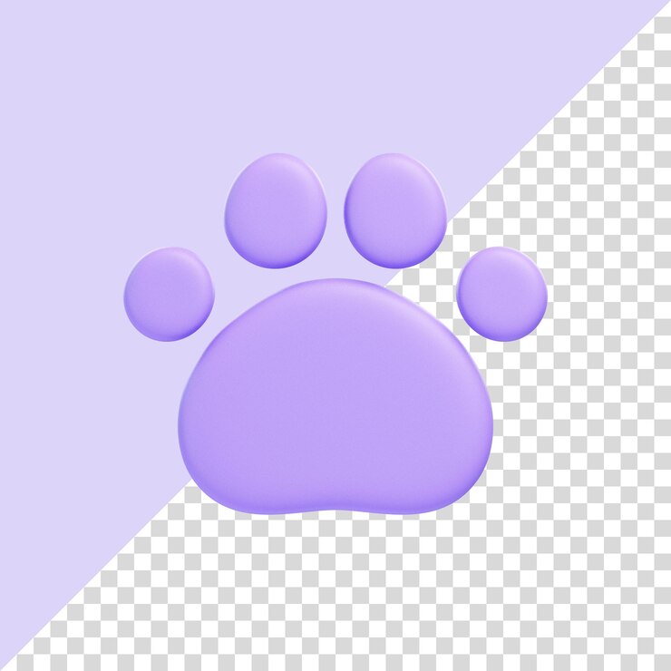 PSD impressão de pata roxa simplificada com um gradiente suave em um fundo limpo sinal e símbolo de ícone