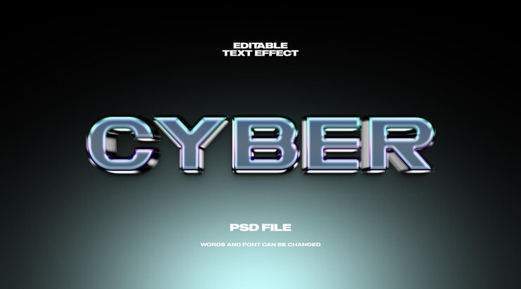 impressionante 3D estilo holográfico efeito de texto cibernético mockup de efeito de texto