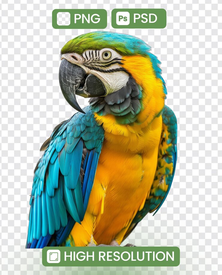 PSD impressionante e colorido papagaio imagem png tema de aves exóticas