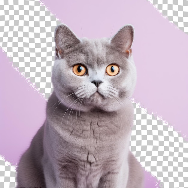 PSD impressionante gato chinchilla escocês reto com fundo transparente