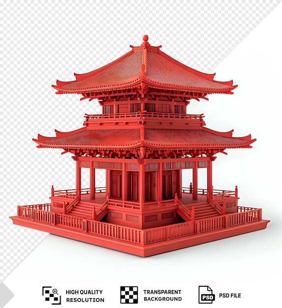 PSD impressionante modelo 3d do templo de kiyomizu dera com um edifício e telhado vermelhos