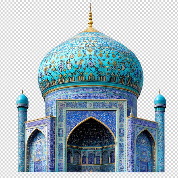 Impressionante moschea islamica con cupola di piastrelle blu in Iran