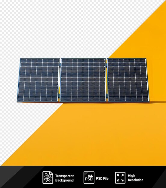 Impressionante três painéis solares mockup em um fundo amarelo png