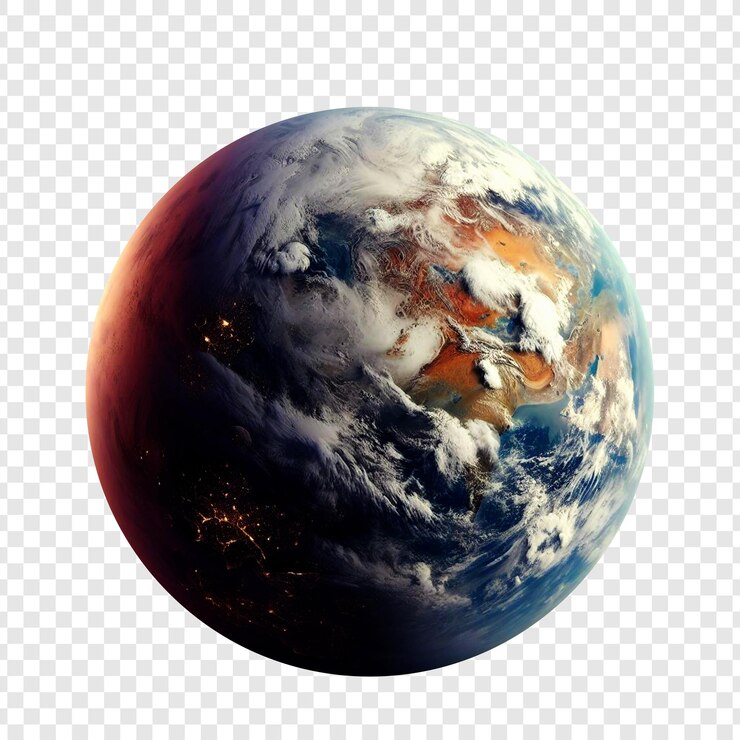 PSD impressionante vista realista da terra do espaço com nuvens e atmosfera