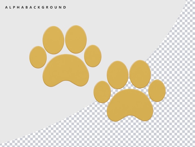 Impressões de patas douradas em fundo transparente