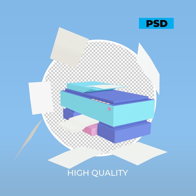 PSD impressora de renderização 3d