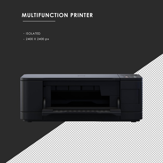 Impressora multifuncional preta isolada de renderização frontal