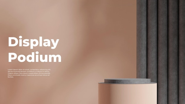 in Landschaft gekrümmte Wand Rendering 3D leere Szene Beton Textur gekrummte Zylinder Podium