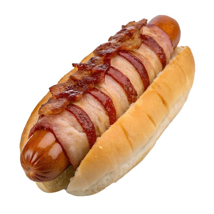 PSD in speck gewickelte hot-dog-isolation auf durchsichtigem hintergrund