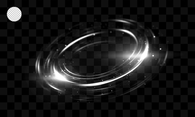 Incandescente spirali di luce su uno sfondo trasparente