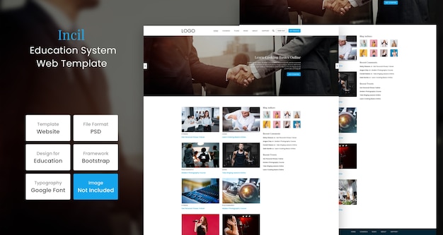 PSD incil education website seite design-vorlage