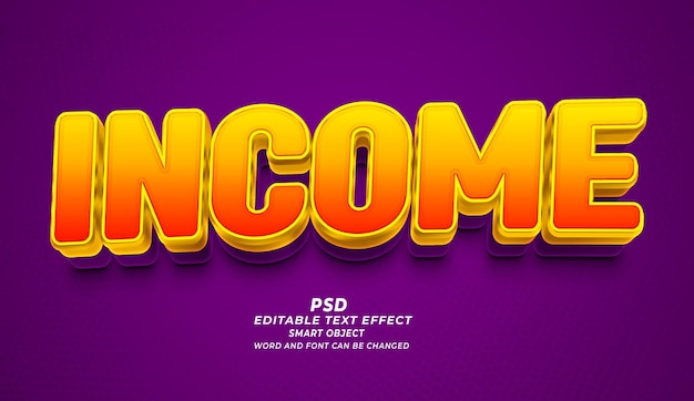 income psd 3d editable text effect
