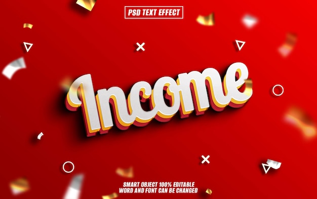 income text effect font editable typography 3d text
