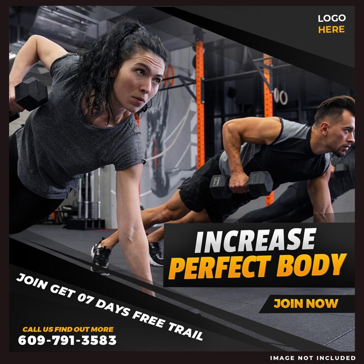 PSD incrase perfect body gym social media post design