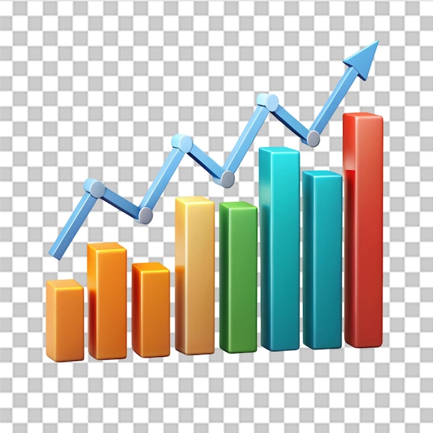 increase analytics graph isolated on transparent background