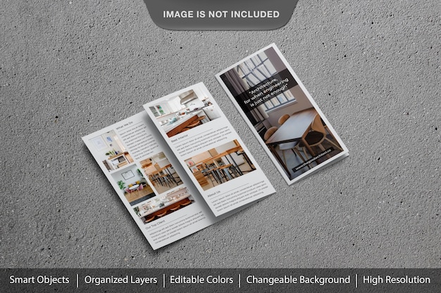 Incredibile mockup di brochure o flyer a tre ante realistico