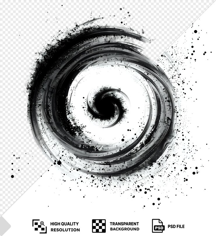 PSD increíble abstracto vector vórtice símbolo espiral imagen fractal en blanco y negro en espiral en un patrón circular