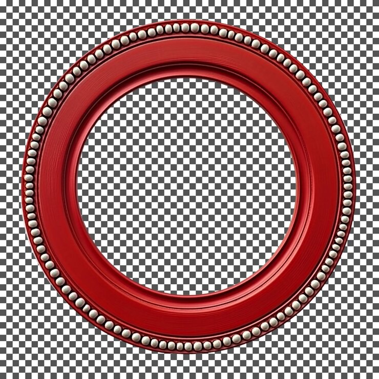 PSD un increíble círculo rojo con un borde dorado aislado en un fondo transparente