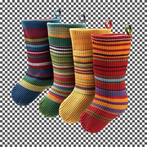 Increíble colorido un par de calcetines aislados en un fondo transparente