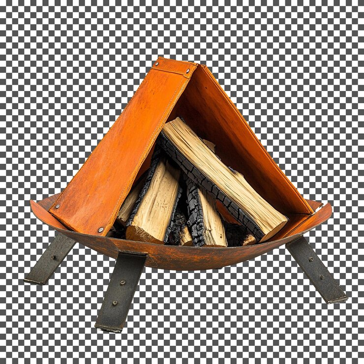 PSD increíble fuego de madera aislado sobre un fondo transparente